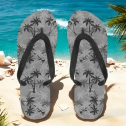 Hot OUKU Unisex Tropical Sunset Flip Flops – Vibrant Beach Sandals with Palm Tree Print for Summer, Pool and Vacation Wear