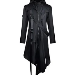 Outlet OUKU Unisex Winter Coat Winter Jacket Formal Evening Buckle All Seasons Halloween Regular Gothic Men's Clothing[Black] Jacket Gothic Men's Clothing[Black]
