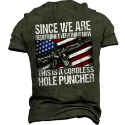 Online OUKU Veterans Day Men's Patriot Patriotic Veteran Graphic Flag Letter T shirt Slogan T Shirts Short Sleeve T shirt 3D Print Crew Neck Shirt Vintage Fashion Designer Outdoor Casual Daily Black Army Green