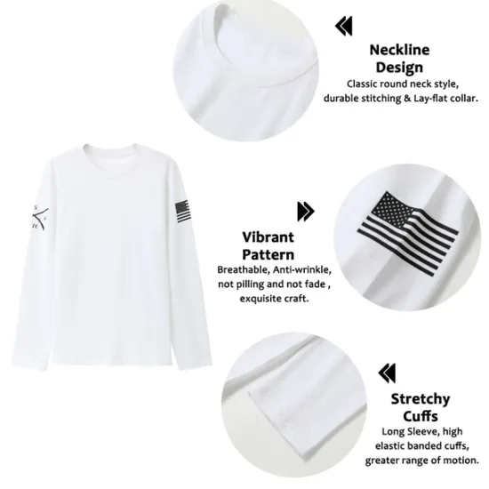 Online OUKU Veterans Day Men's Patriot Patriotic Veteran Cross T shirt 100% Cotton Long Sleeve Graphic Shirt Black White Comfortable Tee Sports Outdoor Holiday Fashion Designer