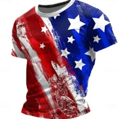 Clearance OUKU Veterans Day Men's Patriot Patriotic Veteran American Flag T shirt Short Sleeve T shirt 3D Print Crew Neck Shirt Street Style Party Birthday Street White Blue Summer Spring Clothing Apparel S M L XL