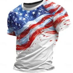 Clearance OUKU Veterans Day Men's Patriot Patriotic Veteran American Flag T shirt Short Sleeve T shirt 3D Print Crew Neck Shirt Street Style Party Birthday Street White Blue Summer Spring Clothing Apparel S M L XL
