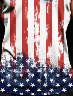 New OUKU Veterans Day Men's Patriot Patriotic Veteran American US Flag T Shirt Vest Top Sleeveless T shirt 3D Print Crew Neck Shirt Vacation Casual Hawaiian Holiday White 1 White Summer Spring Clothing