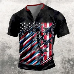 Best OUKU Veterans Day Men's Patriot Patriotic Veteran American US Flag Airplane Patriotic T shirt Short Sleeve T shirt 3D Print Shirt Casual Daily Spring & Summer Clothing Apparel S M L XL XXL Black