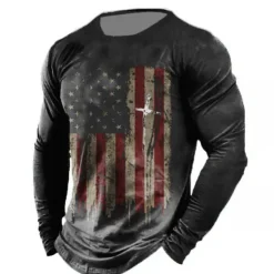 Best OUKU Veterans Day Men's Patriot Patriotic Veteran Graphic Prints American Flag National Flag T shirt Distressed T Shirt Long Sleeve T shirt 3D Print Crew Neck Shirt Vintage Sports Designer Outdoor Street