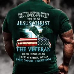 Sale OUKU Veterans Day Men's Patriot Patriotic Backprint Graphic Eagle National Flag T shirt Tee Short Sleeve T shirt 3D Print Crew Neck Shirt Vintage Fashion Designer Outdoor Casual Daily Black Blue Red Spring