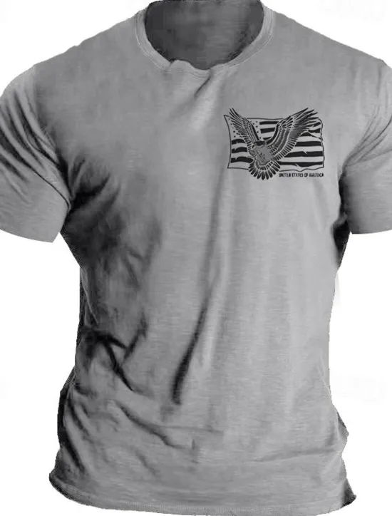 OUKU Veterans Day Men's Patriot Patriotic Veteran Eagle American Flag T shirt Graphic Tee Cotton Short Sleeve Graphic Shirt Black Blue Light Grey Comfortable Tee Daily Wear Vacation Fashion Designer