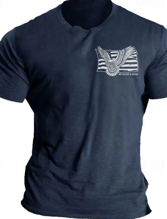 OUKU Veterans Day Men's Patriot Patriotic Veteran Eagle American Flag T shirt Graphic Tee Cotton Short Sleeve Graphic Shirt Black Blue Light Grey Comfortable Tee Daily Wear Vacation Fashion Designer