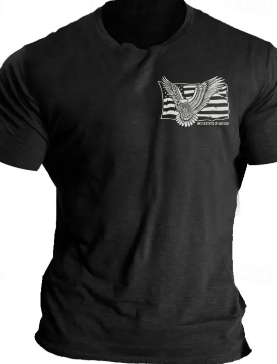 OUKU Veterans Day Men's Patriot Patriotic Veteran Eagle American Flag T shirt Graphic Tee Cotton Short Sleeve Graphic Shirt Black Blue Light Grey Comfortable Tee Daily Wear Vacation Fashion Designer