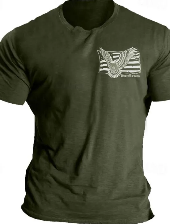 OUKU Veterans Day Men's Patriot Patriotic Veteran Eagle American Flag T shirt Graphic Tee Cotton Short Sleeve Graphic Shirt Black Blue Light Grey Comfortable Tee Daily Wear Vacation Fashion Designer