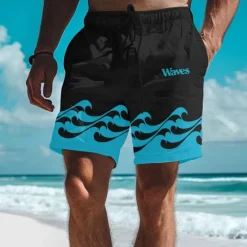 Best OUKU Waves Men's Resort 3D Printed Board Shorts Swim Trunks Elastic Waist Drawstring with Mesh Lining Aloha Hawaiian Style Holiday Beach S TO 3XL