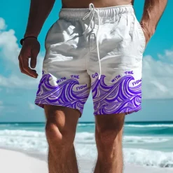Best OUKU Waves Men's Resort 3D Printed Board Shorts Swim Trunks Elastic Waist Drawstring with Mesh Lining Aloha Hawaiian Style Holiday Beach S TO 3XL