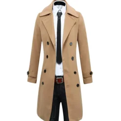 New OUKU Winter Coat Overcoat Peacoat Trench Coat Business Casual Fall Winter 95% polyester 5% cotton Outerwear Clothing Apparel Notch lapel collar