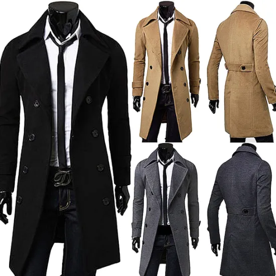 New OUKU Winter Coat Overcoat Peacoat Trench Coat Business Casual Fall Winter 95% polyester 5% cotton Outerwear Clothing Apparel Notch lapel collar