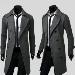 New OUKU Winter Coat Overcoat Peacoat Trench Coat Business Casual Fall Winter 95% polyester 5% cotton Outerwear Clothing Apparel Notch lapel collar