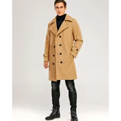 New OUKU Winter Coat Overcoat Peacoat Trench Coat Business Casual Fall Winter 95% polyester 5% cotton Outerwear Clothing Apparel Notch lapel collar
