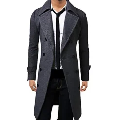 New OUKU Winter Coat Overcoat Peacoat Trench Coat Business Casual Fall Winter 95% polyester 5% cotton Outerwear Clothing Apparel Notch lapel collar