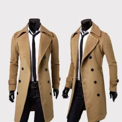 New OUKU Winter Coat Overcoat Peacoat Trench Coat Business Casual Fall Winter 95% polyester 5% cotton Outerwear Clothing Apparel Notch lapel collar